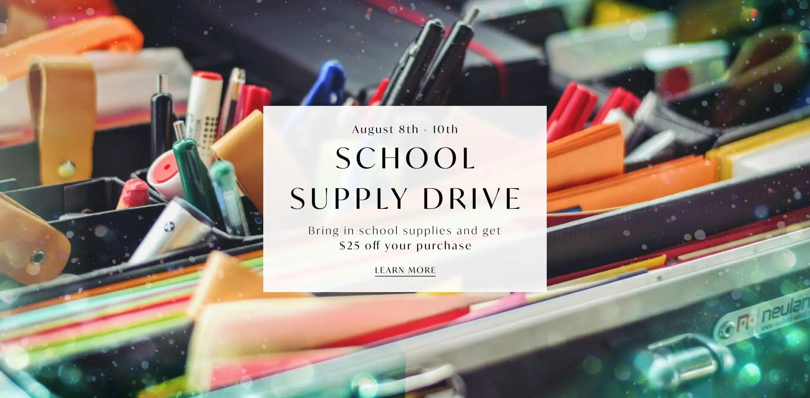 School Supply Drive banner for desktop
